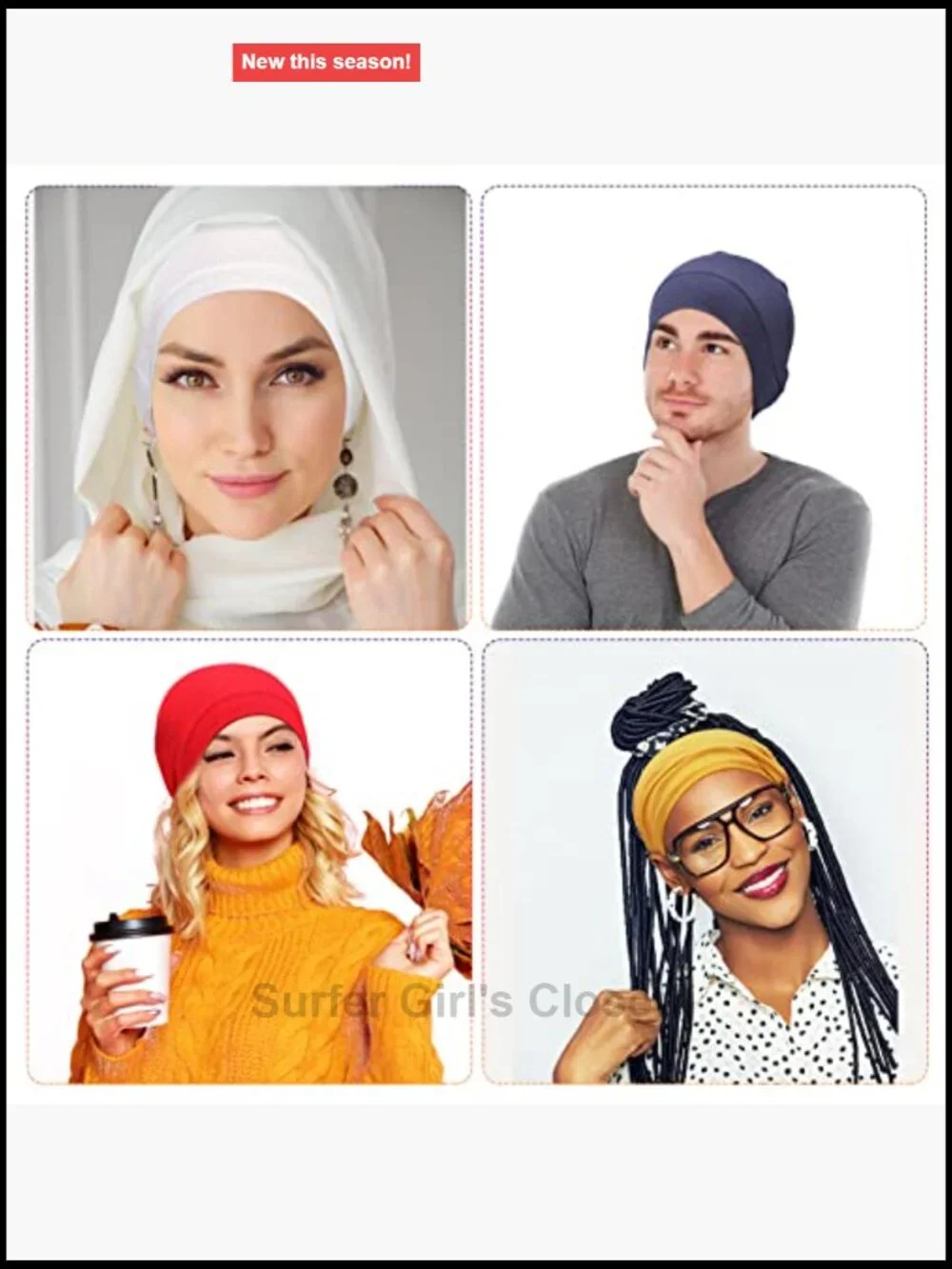 Stretch Solid Knit Hijab Caps 25-Pack Breathable Cotton Unisex Dreadlock Cap